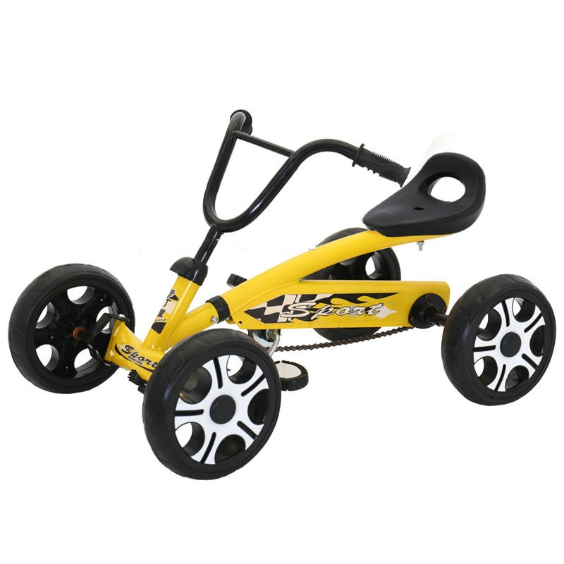 

Kids Pedal Go-Karts with EVA Wheels, Adjustable Seat, 4 Wheeled Go Kart For Younger, Yellow