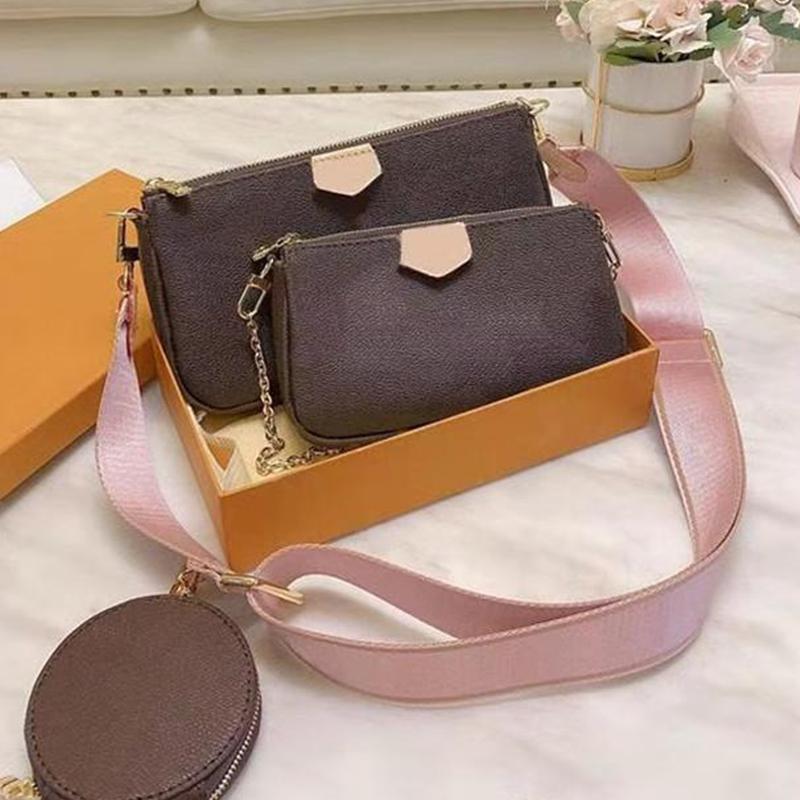 

High quality favorite multi pochette accessories handbag Designers leather shoulder crossbody bag luxurys purses 3pcs purse bags, Red;black