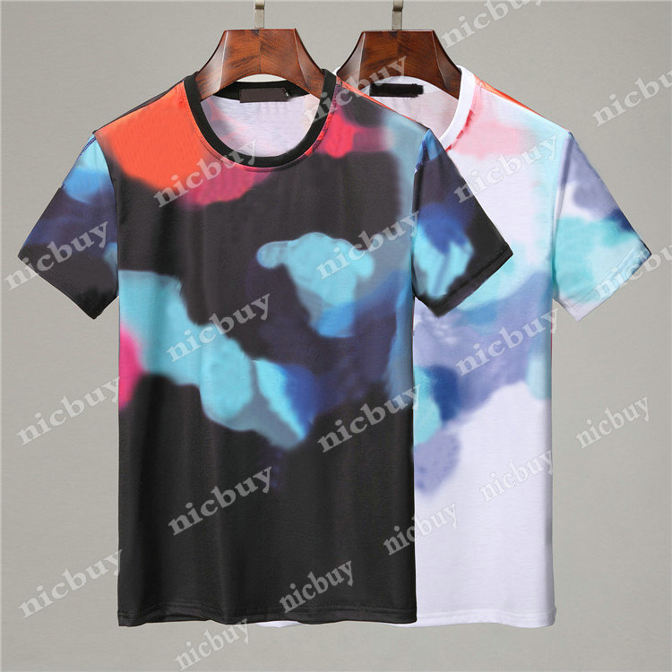 

21ss Designer t shirts men color Graffiti print T shirt womens classical letter printing tshirt short sleeve cotton Casual Tee, Black