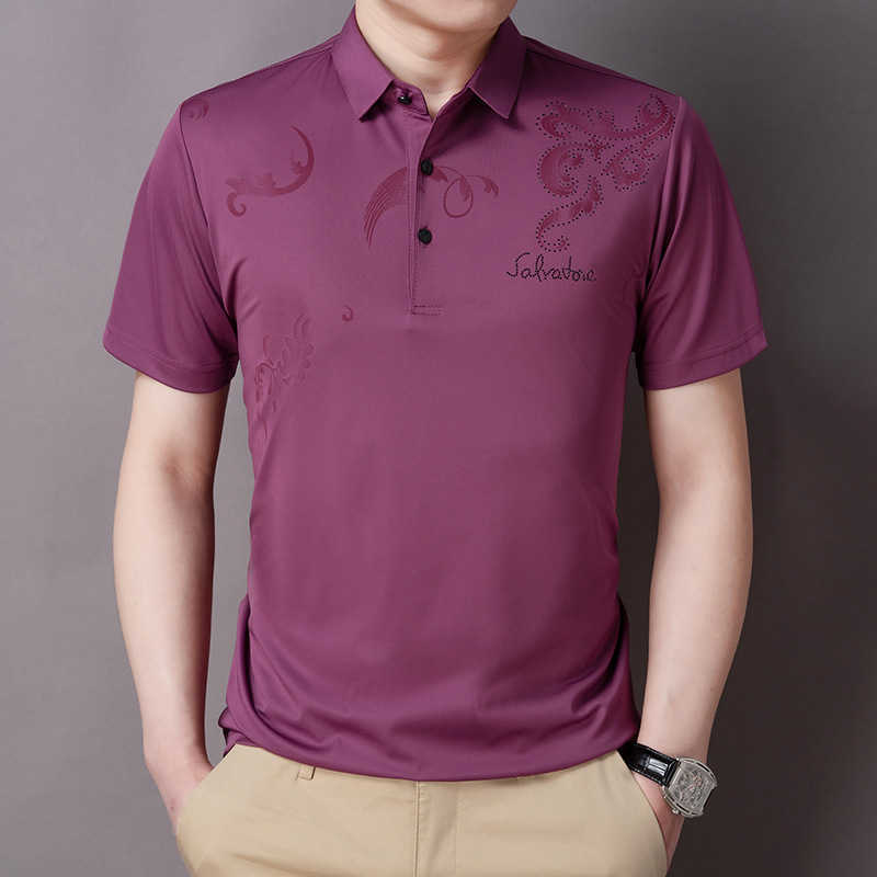

Summer men's short sleeve Tshirt cotton Polo, 2026 fuchsia