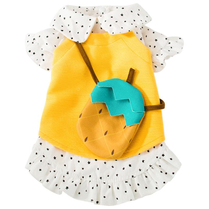 

Dog Apparel Summer Pet Clothes Puppy Cat Dress Bag Set Cute Fruit Skirts Vest Shirt For Small Medium Hawaiian Cool Clothing, Pink