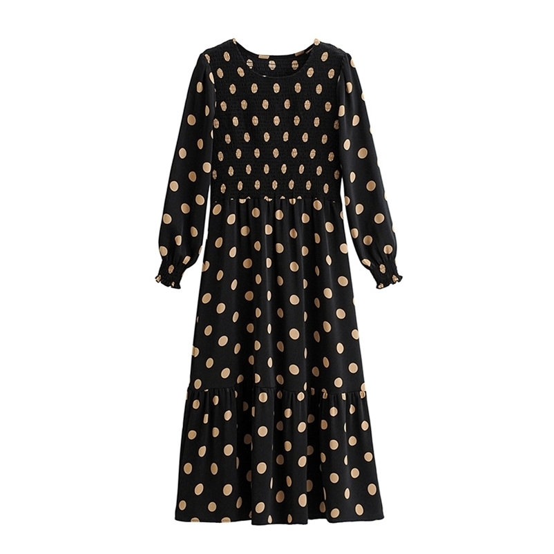 

Summer Women Dots Dresses Sexy Beach O-Neck Short Sleeve A Line Knee-Length Ladies Clothing Size  M L 210524, Black