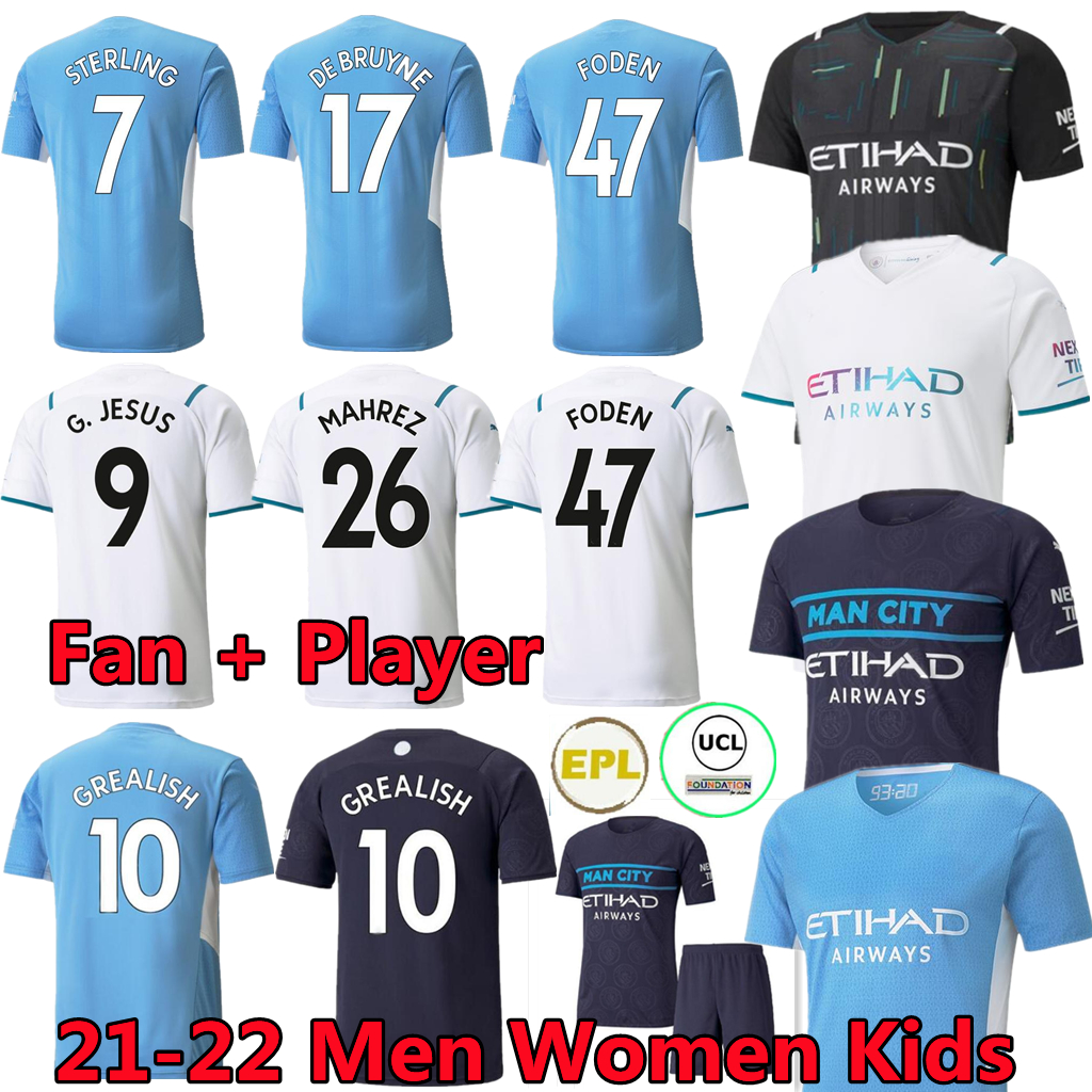 

Manchester soccer jersey 2021 G. JESUS CITY STERLING FERRAN DE BRUYNE KUN AGUERO MAHREZ FODEN BERNARDO RÃBEN football shirts MAN uniform men + patch, Black;yellow
