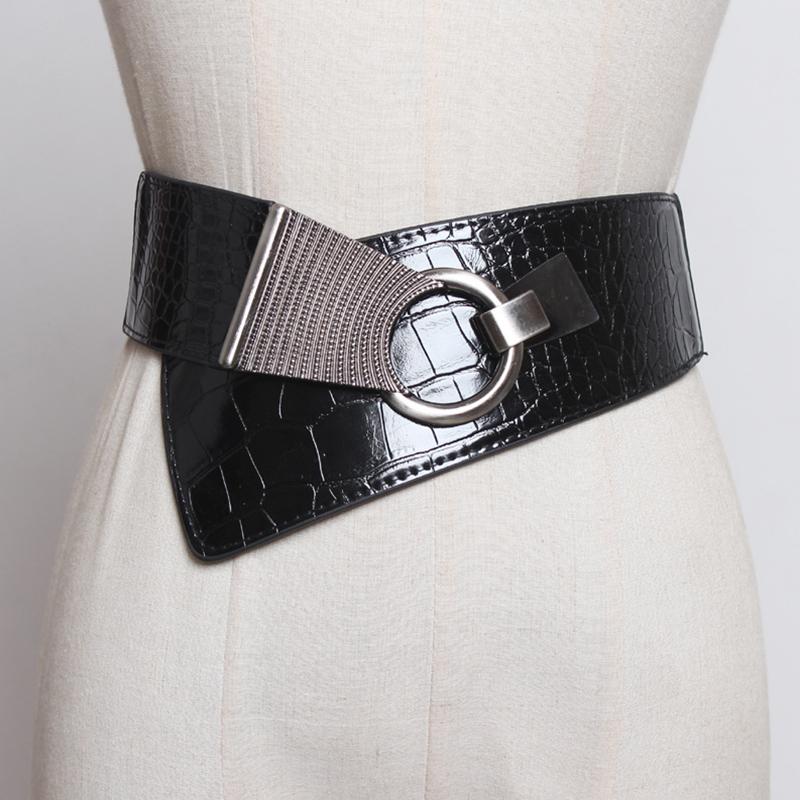 

Punk Style Rivets Beading Round Buckle Women Belt Female PU Leather Super Belts Casual Cummerbunds, Black;brown