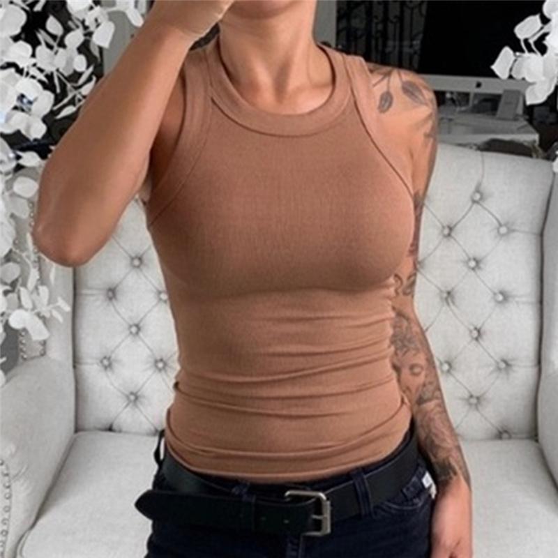 

Women's Tanks & Camis Womens Sexy Slim Sleeveless Tank Tops Casual Solid Color Ladies Fitness Vest Female Clothing, White