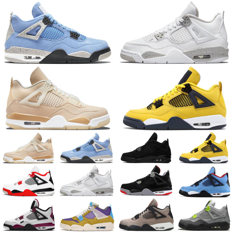 

4 4s mens basketball shoes Shimmer Lightning White Oreo Cactus Jack Sail University Blue Black Cat men trainers sports sneakers, #11 guava ice