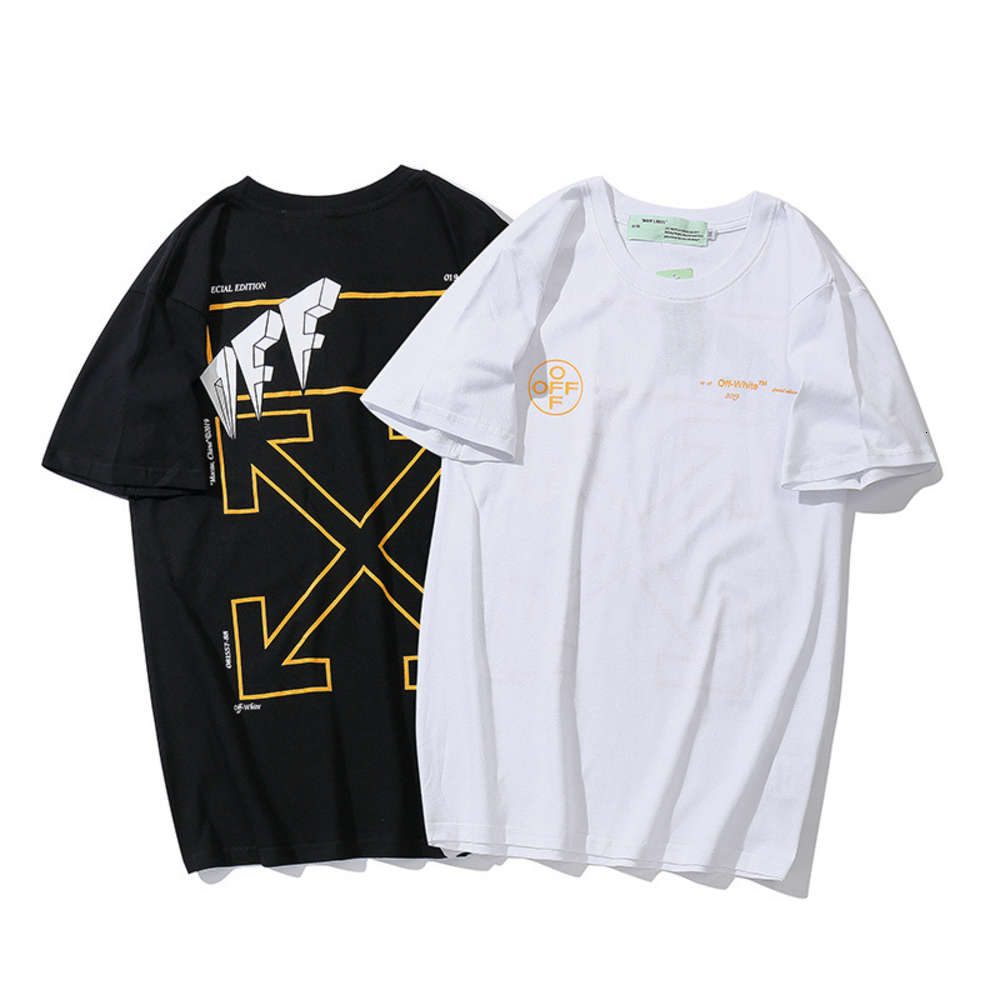 

Off Black Tshirt white trendy brand gilded arrow Unisex loose short sleeve T-shirt, White;black