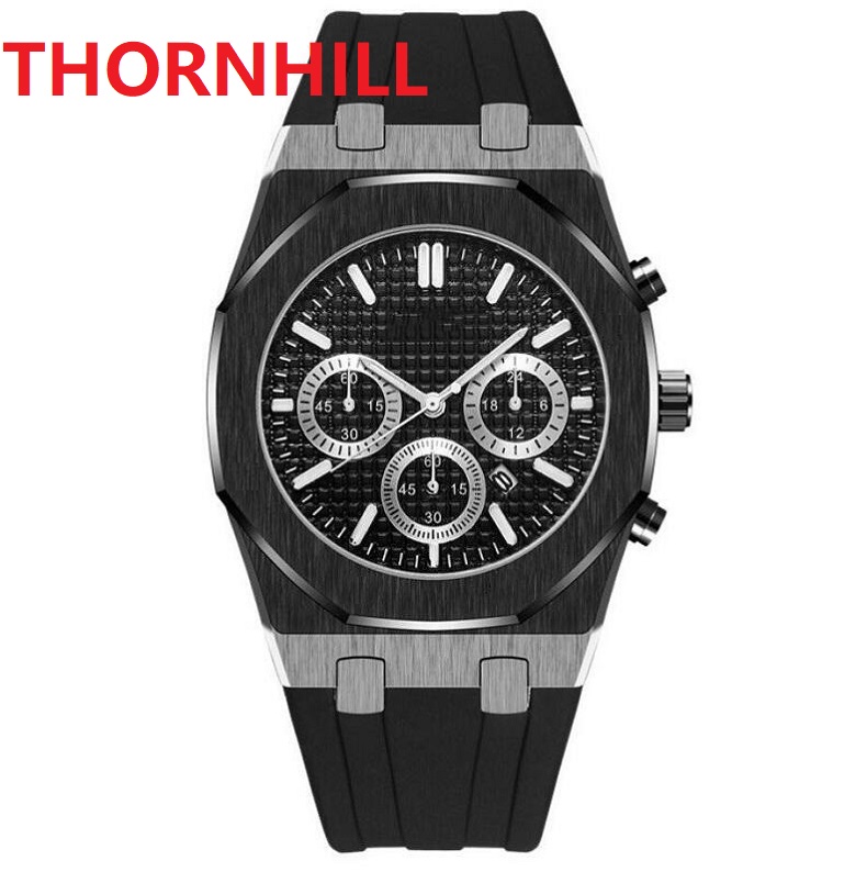 

montre de luxe Calendar Fashion Business Men Wristwatch Quartz Movement Male Time Clock Watch with Rubber silicone belt, As pic