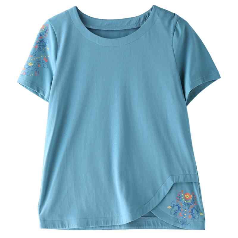 

Camiseta Mujer T Shirt WomenSummer Woman Clothes Print Plus Size T-Shirt Cotton Womens Tops Tee Shirt Femme 210604, The cowboy blue
