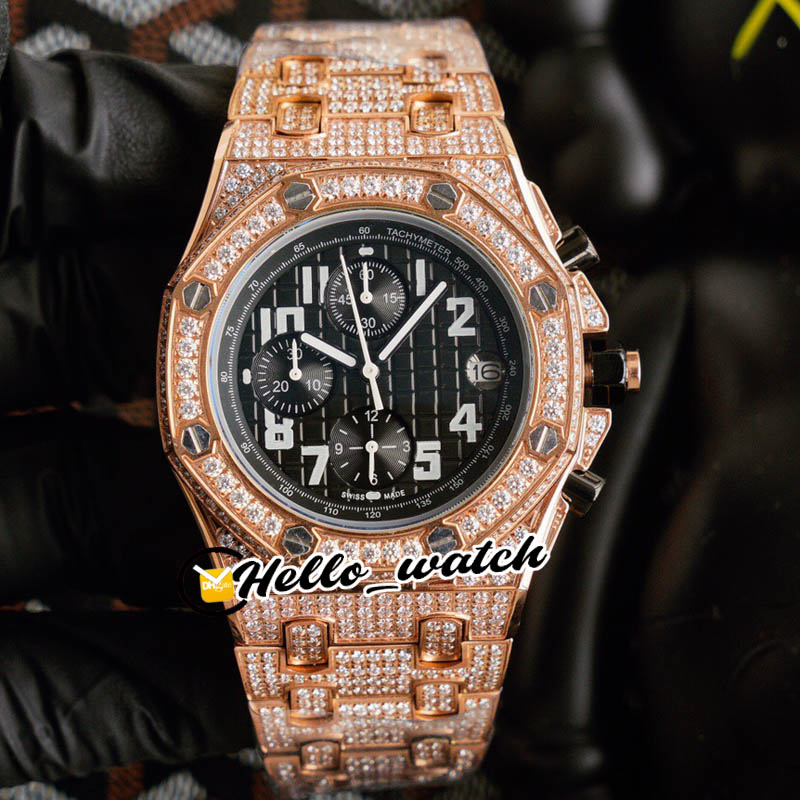

TWF New Series 26470 Miyota Quartz Chronogrpah Mens Watch Stopwatch White Dial Rose Gold Diamonds Case Bracelet Watches Hello_Watch, E167a (8)