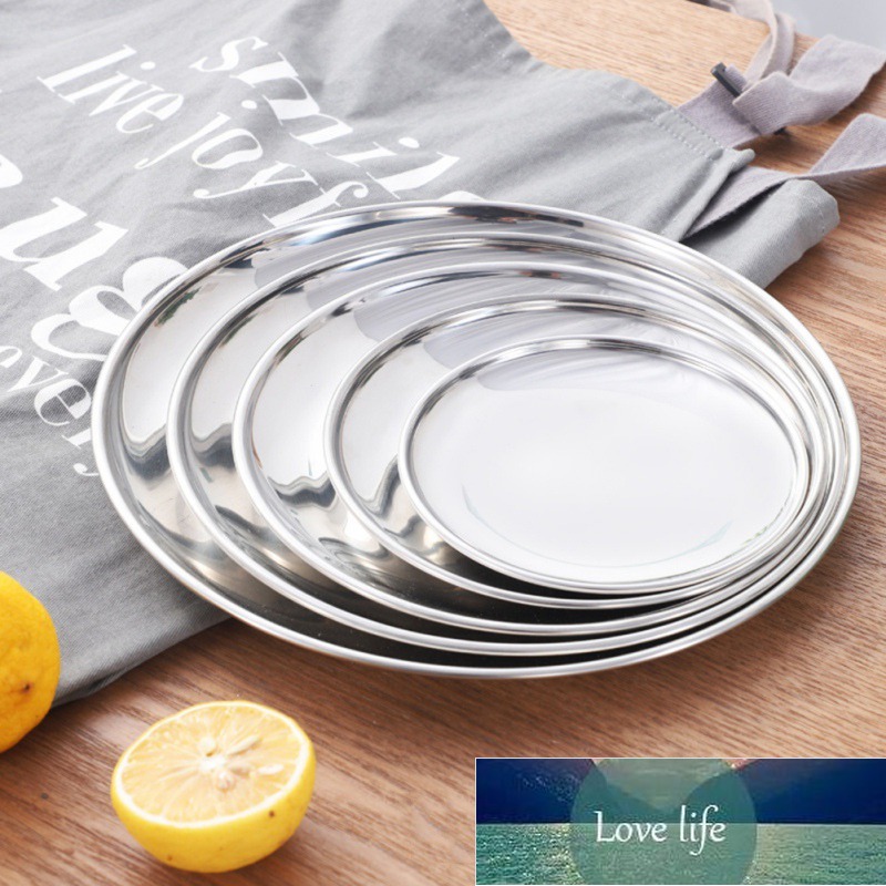 

Round Stainless Steel Tray Metal Storage Tray Snack Fruit Cosmetics Jewelry Storage Organizer European Dinner Plates
