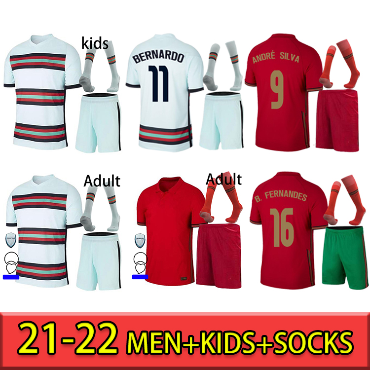 

21 22 Portugal RONALDO soccer jerseys JOAO FELIX 2021 DIOGO ANDRE SILVA Bernardo FERNANDES Camisa de futebol men+kids kit socks football shirts PIZZI FIGO RUI COSTA, Home adult suit patch pty0026