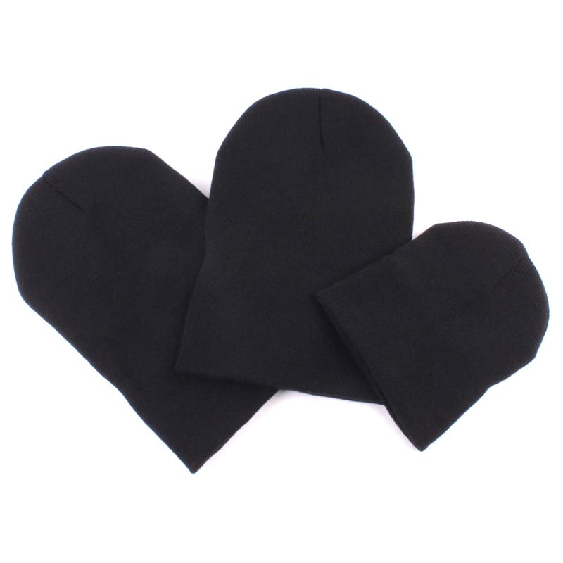 

Caps & Hats 3pcs/set Elastic Knitted Hat Solid Gift Parent Child Cap Suit Outdoor Fashion For Winter Comfortable Warm Soft, Yellow