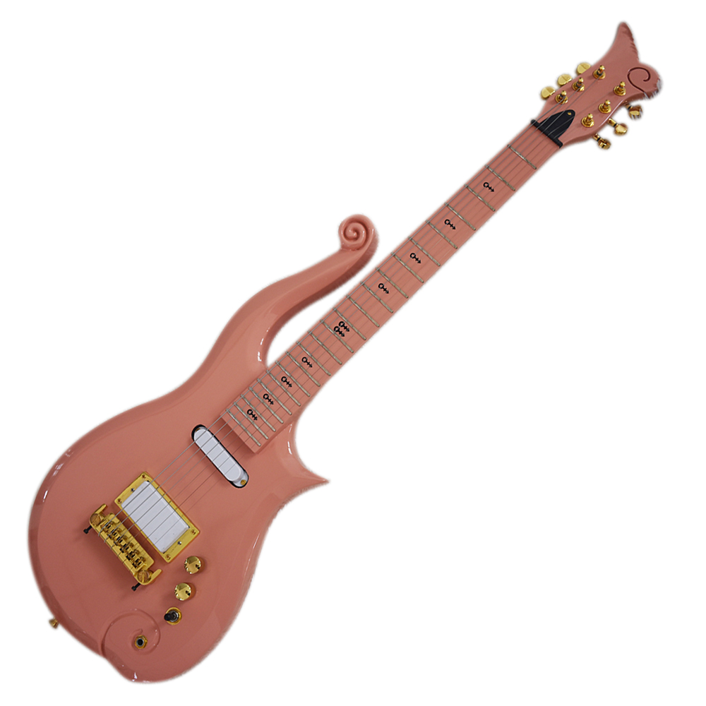 

6 Strings Unusual Shaped Navy Pink Electric Guitar with CNC Carved Body,Gold Hardware,High Quality