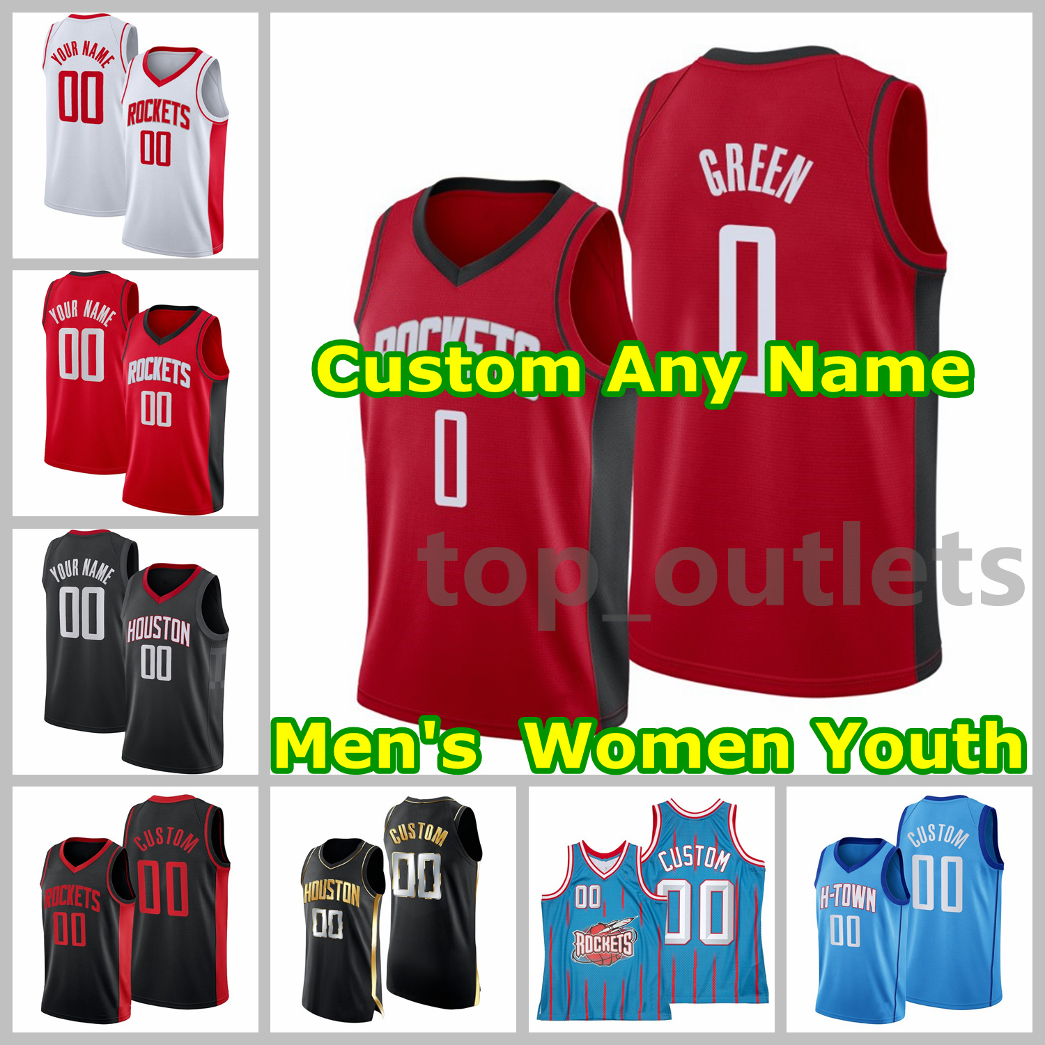 

Rockets Basketball Jerseys John Wall Jersey Jalen Green D. J. Augustin Armoni Brooks Josh Christopher Usman Garuba Eric Gordon Danuel House Custom Stitched, As photo