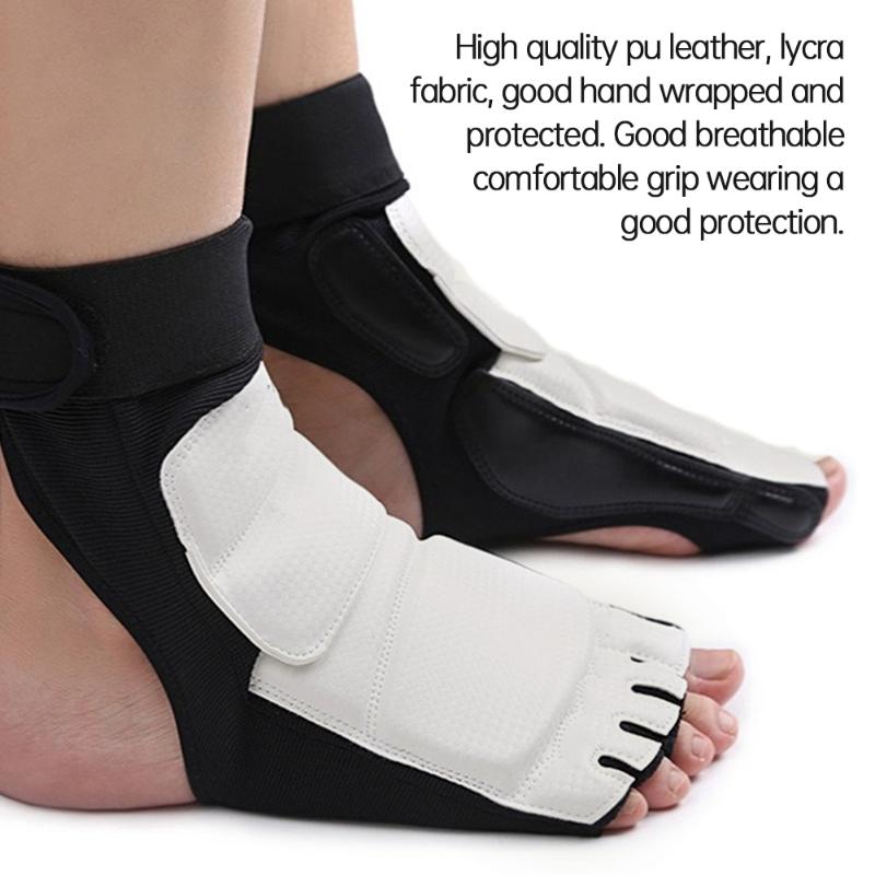 

Ankle Support Boxing Foot Protector PU EVA Sponge Training Sparring Gear Protection Muaythai Leg, As shwon