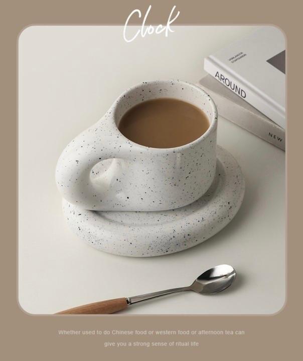 

Mugs Nordic Simple Creative Fat Ceramic Mug Plate Combination Ins Household Coffee Cup, Colour1