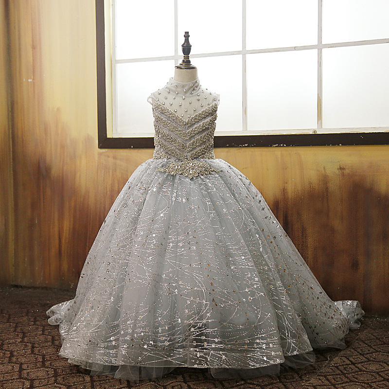 Pageant Dresses for Girls Teens Sequined Appliques Lace Princess Flower Girl Dresses Gowns Children Lace Up Birthday Dress Girl Gown-image-711177492