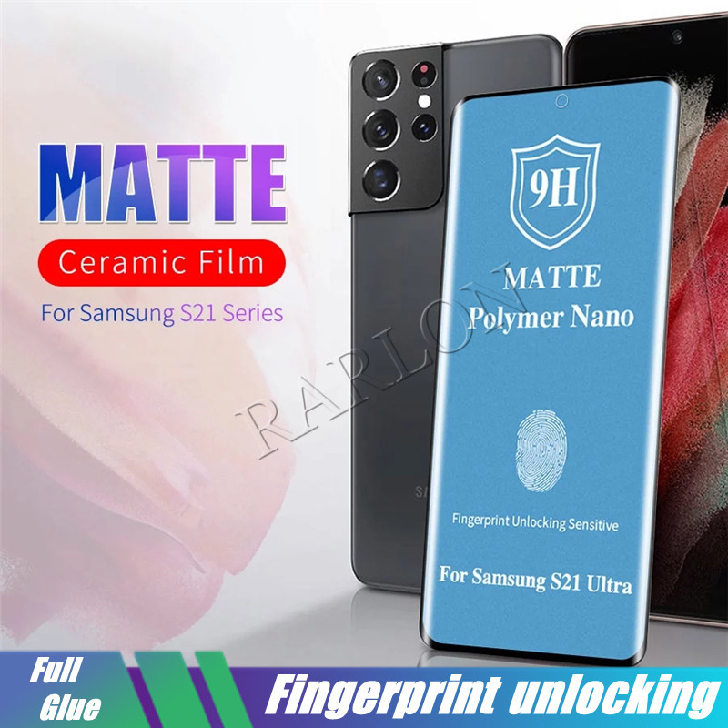 

Full Glue Cover Soft Ceramic PMMA Screen Protectors For Samsung Galaxy S22 Ultra 5G S21 Plus S20 Note 20 10 9 8 S9 S8 S10 Fingerprint touch