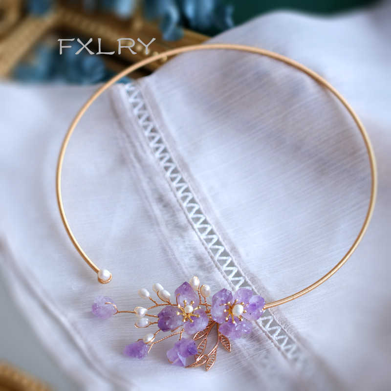 

FXLRY Original handmade natural pearl Natural Stone chokers Sweater chain necklace for women