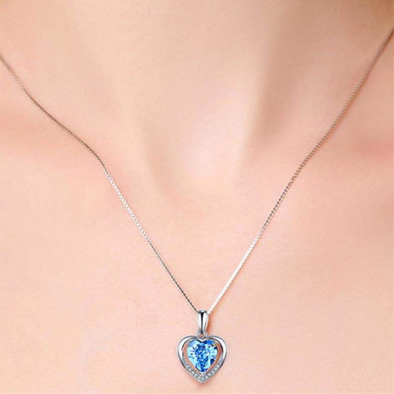 

Pendant Necklaces Color Preserving Necklace Heart Alloy Material Slide Crystal Setting Brass Chain Imitation Rhodium Plated