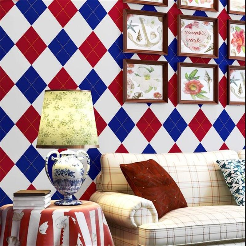 

Shuhiko Europe And America Wallpaper European Retro Boys Bedroom Children's Room Blue Vertical Stripes British Wind Wallpapers