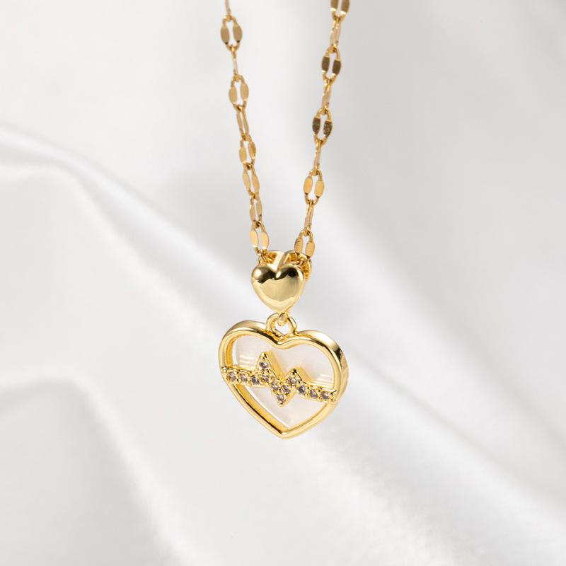 

Pendant Necklaces Cute Romantic Heart Beating For You No Fade Gold Color Stainless Steel Women Ladies Elegant Wedding Jewelry Female
