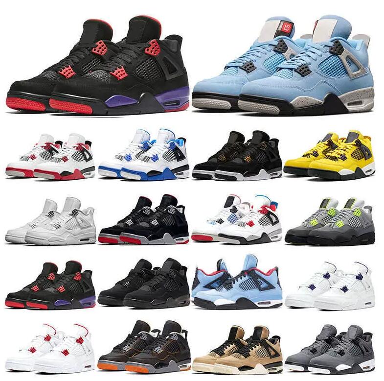 

mens basketball shoes 4s jumpman 4 University Blue black cat fired red White cement Pure Money Motorsports men trainer sport sneakers, Shoes (5) 36-47