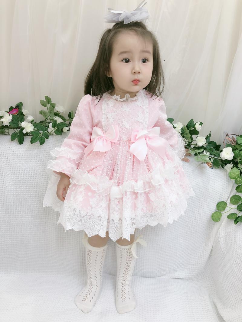Girls&#039; dresses Baby Girl Lolita Princess Ball Gown Pink Lace Bow Spanish for Girls Infant Birthday Baptism Party Clothes Spain Vestidos-image-672997842