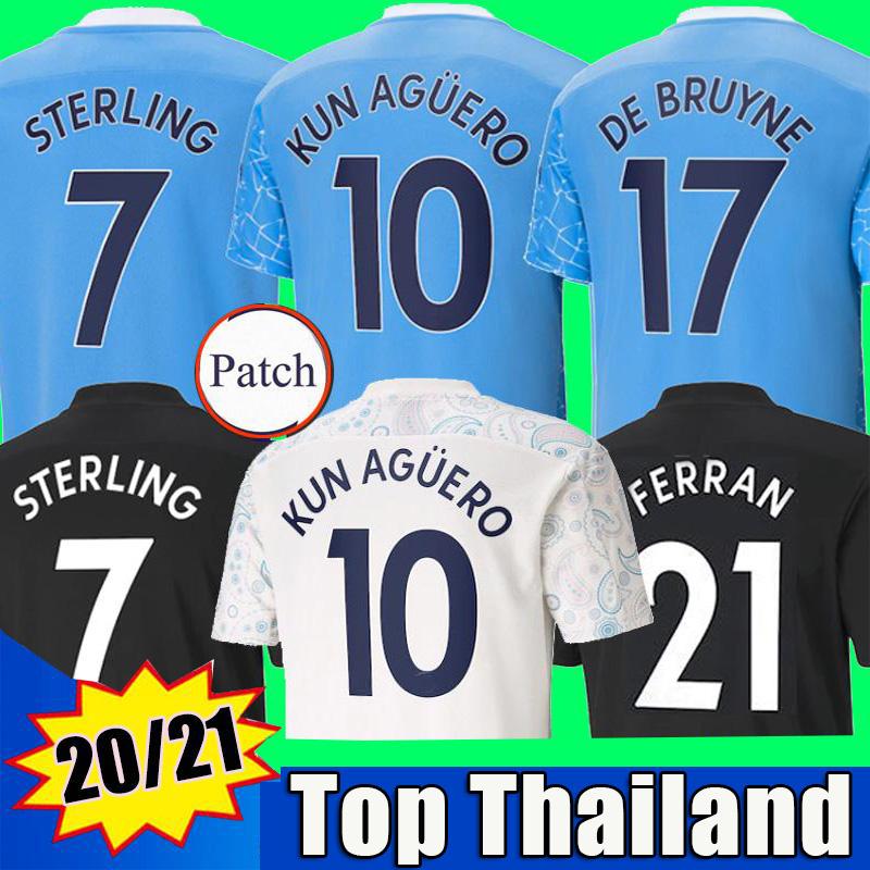 

Manchester soccer jersey 20 21 G. JESUS CITY STERLING FERRAN DE BRUYNE KUN AGUERO 2021 football shirts MAN uniform men + kids kit, Black;yellow