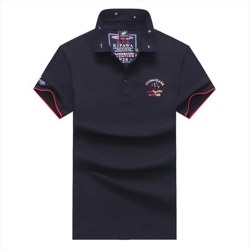Tace Shark Shirt Summer Men Polo Homme Solid Striped Yachting Elegant Business Casual-image-711504349
