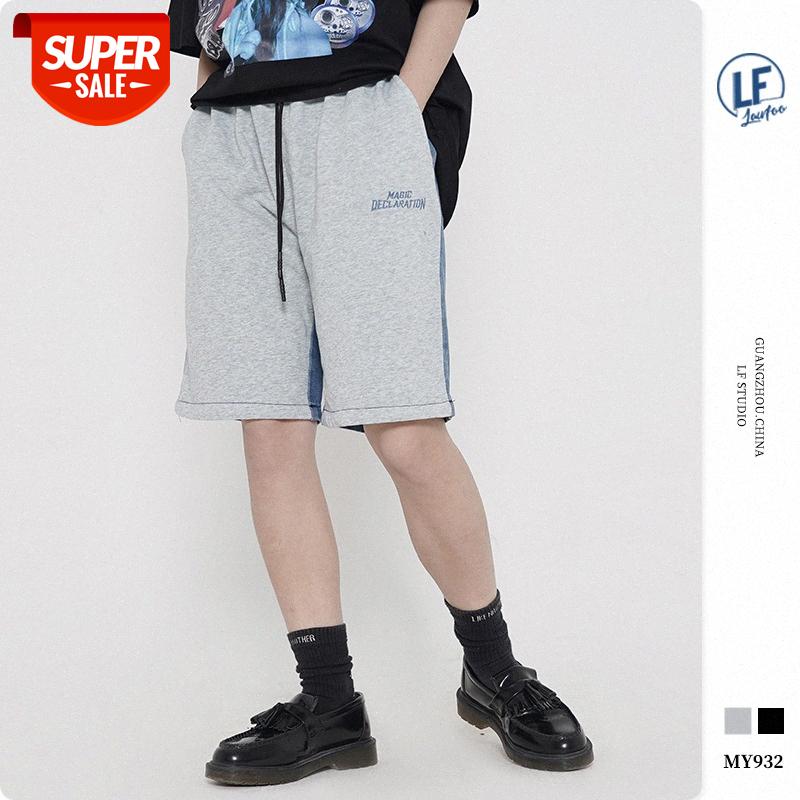 

LawFoo men's wear stitching embroidery letters casual shorts #Jw1A, Black