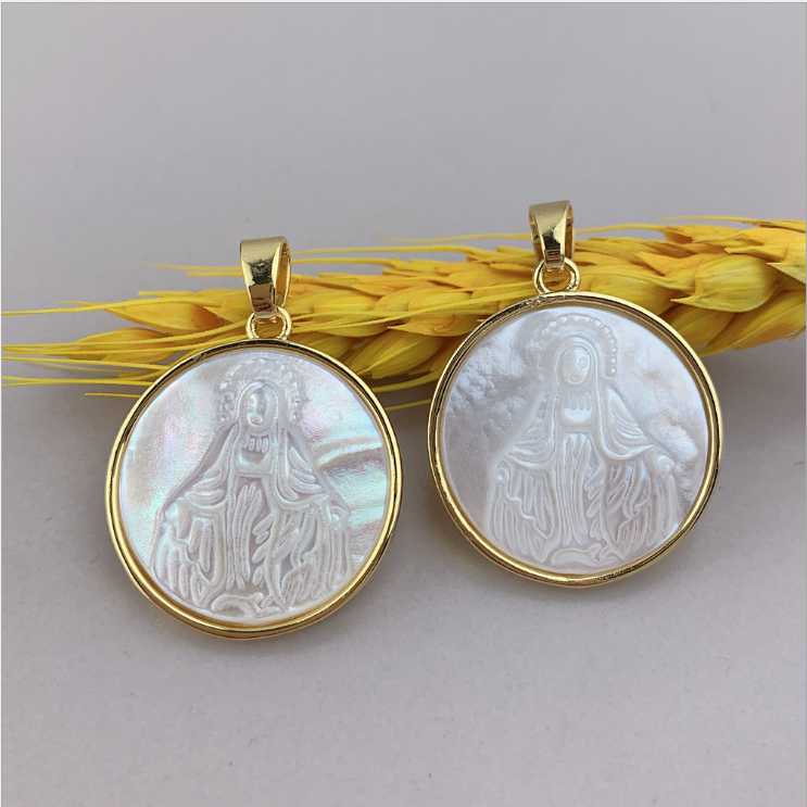 

Charms 10pcs !!! Natural Lady Virgin Mary / Guadalupe Mother Pearl Shell Pendant For Necklace Jesus DIY Jewelry, Bronze;silver