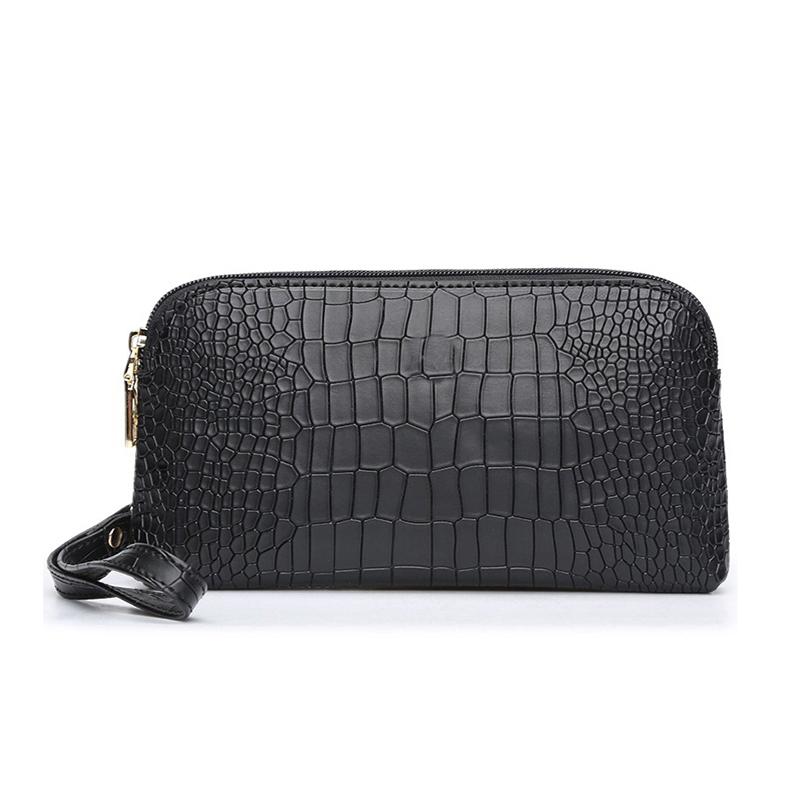 

Stone Pattern Women Cosmetic Bag Toiletry Zipper Clutches Bags Professional Organizer Leather Purse Makeup Case & Cases, Black