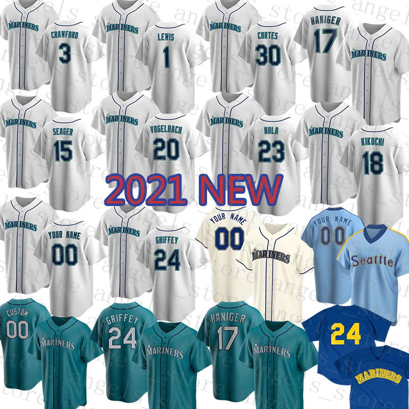 

Seattle Custom Mariners 24 Ken Griffey Jr. Baseball Jersey 1 Kyle Lewis 51 Ichiro Suzuki 11 Edgar Martinez 27 Ryon Healy 15 Kyle Seager, Custom(shuishou retro
