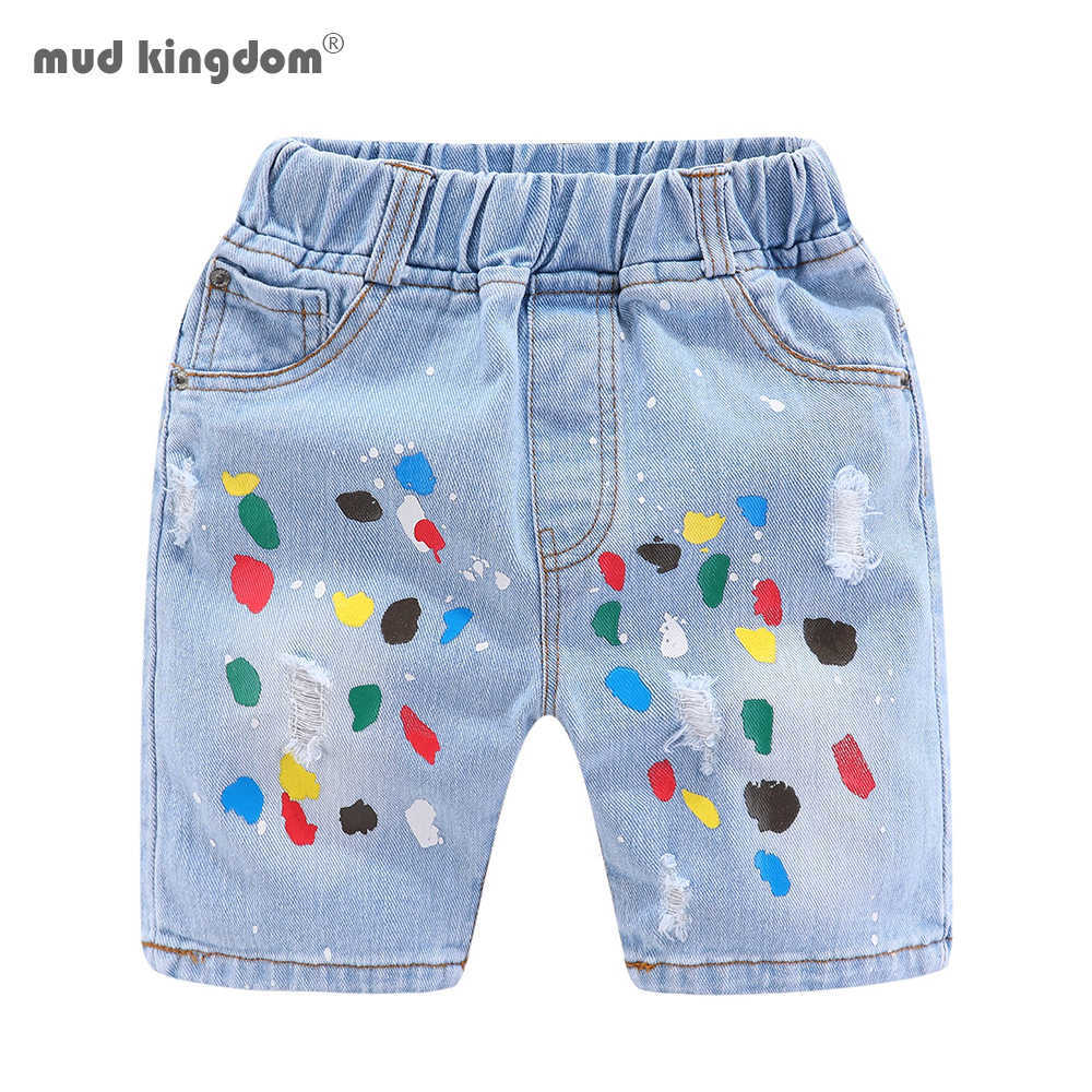 

Mudkingdom Girls Shorts Colorful Graffiti Ripped Summer Fashion Denim for Kids 210615, Blue