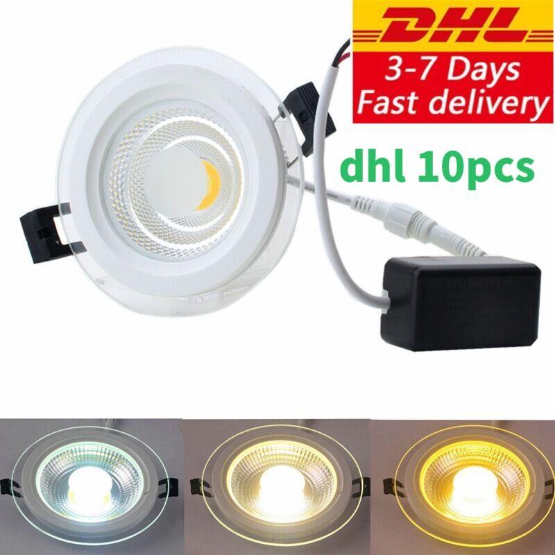 

10Pcs/lot LED Downlight COB Dimmable 5W/10W/15W/25W Panel Light AC85-265V Recessed Downlights Glass Down Lights