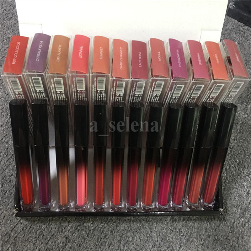 

Transparent PVC Box Lip Gloss Matte Liquid Lipstick Lipgloss 12 Colors Waterproof Long-lasting Lips Makeup, Mixed color