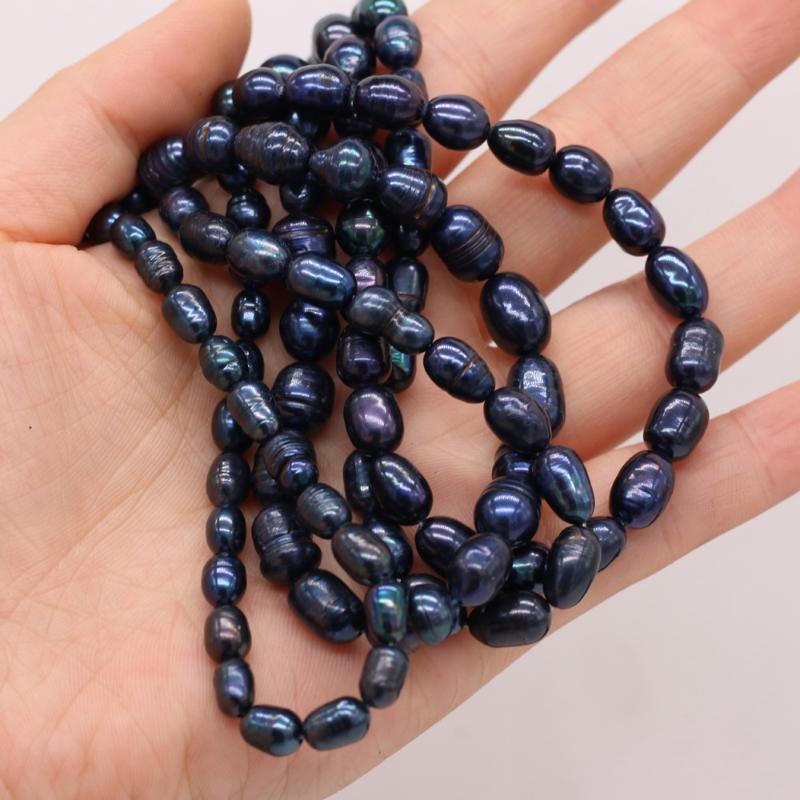 

Other Natural Freshwater Black Pearl Bead Rice Shape High Quality Beaded For Jewelry Making DIY Earring Bracelet Necklace