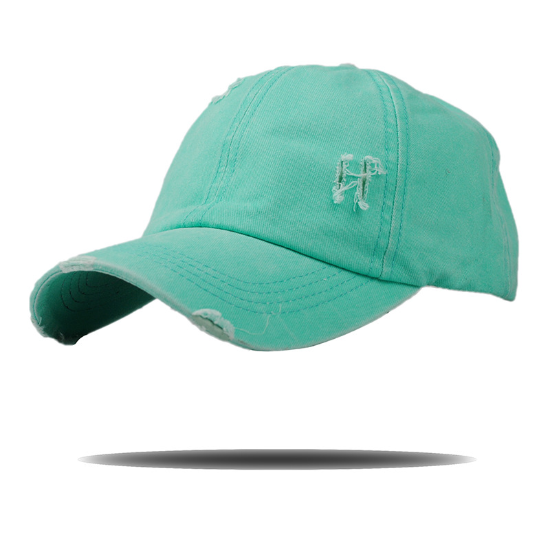 

European and american jeans baseball cap fashion sunshade make old holes snapback hats, Turquoise