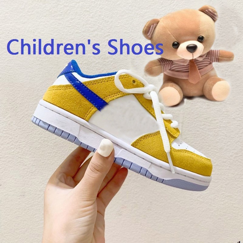 

dunks kids running shoes sb pharrell williams sample yellow core black children sports shoe sneakers baby for birthday gift