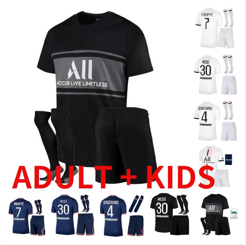 

SERGIO RAMOS MBAPPE KEAN soccer jerseys 21 22 Maillots de football shirts 2021 2022 MARQUINHOS HAKIMI Wijnaldum VERRATTI KIMPEMBE men + kids kit maillot de foot fourth