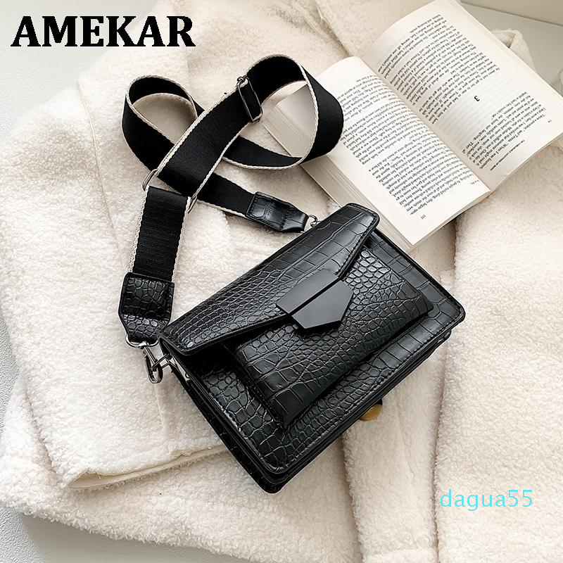 

2020 new style mini handbag ladies fashion small bag simple style shoulder bag retro wide shoulder strap messenger wallet