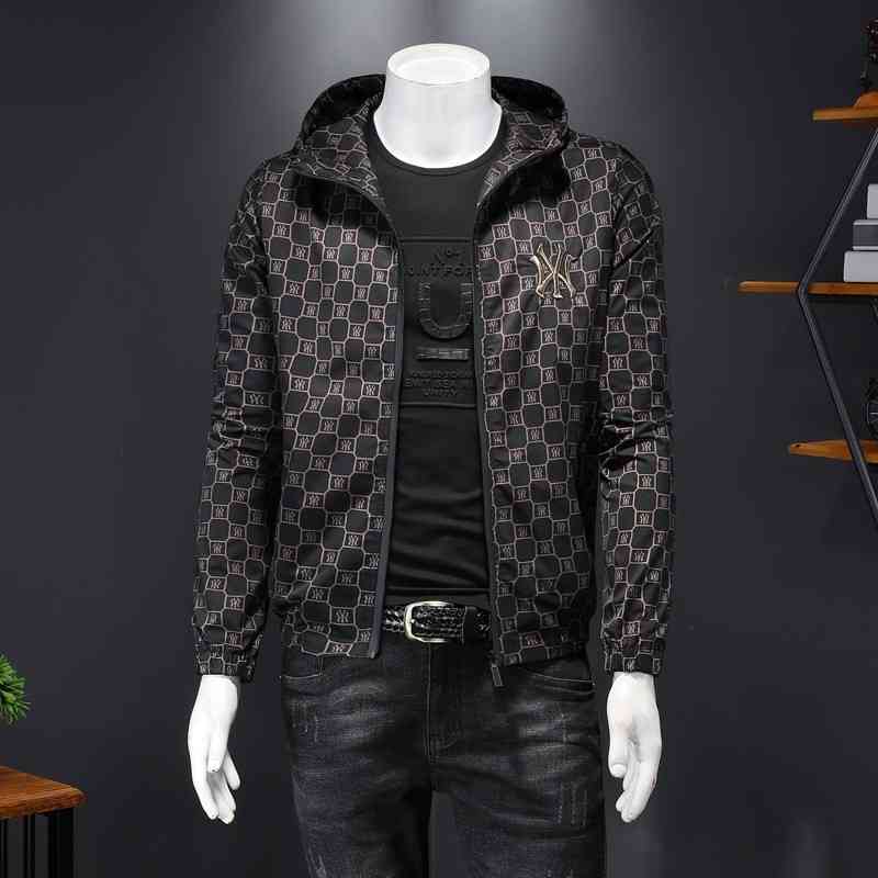 

Men's Jackets spring men's coat wear personalized printed Hooded Jacket thin large R9V0, Picture color
