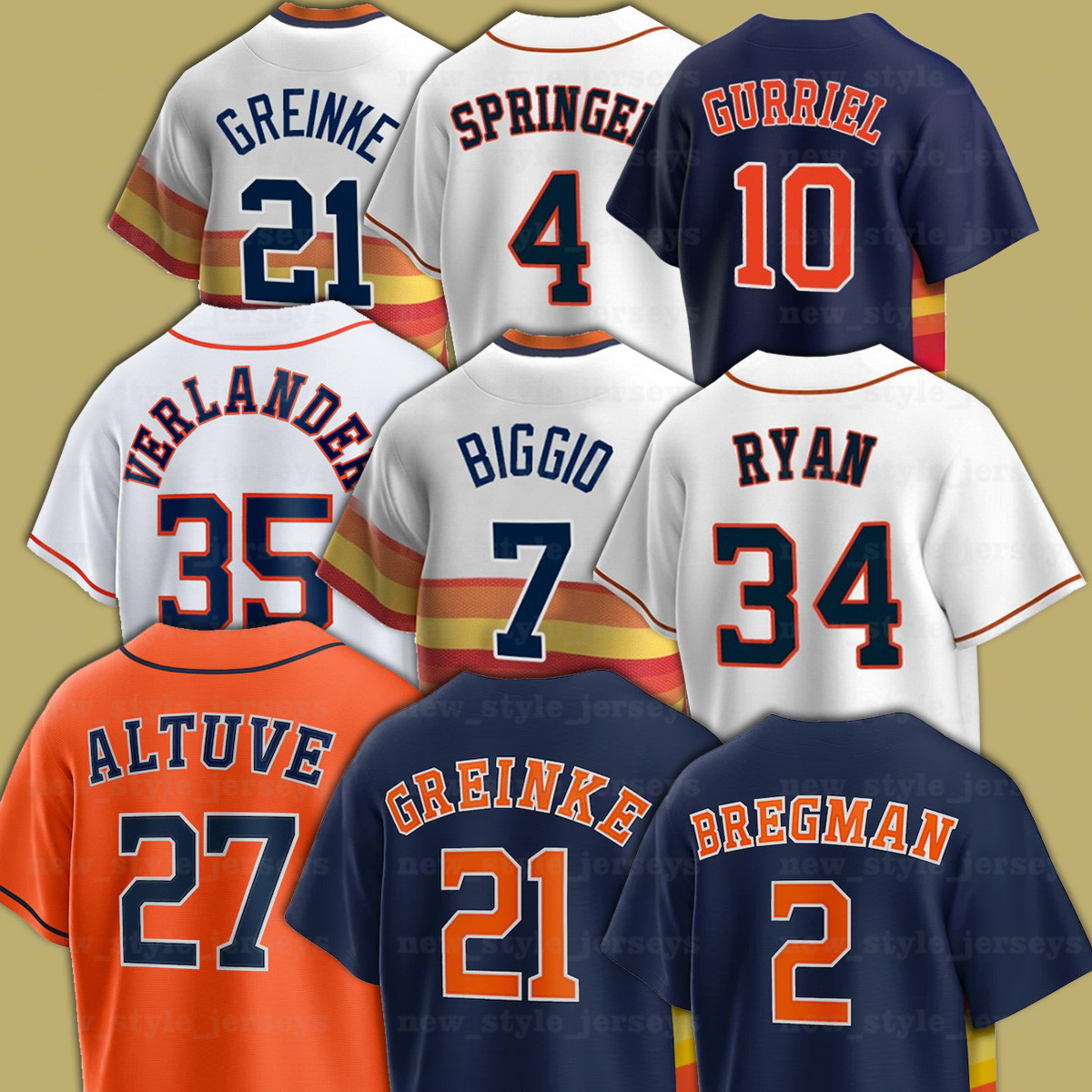 

10 Yuli Gurriel 27 Jose Altuve Astros Baseball Jerseys 1 Carlos Correa 21 Zack Greinke 2 Alex Bregman 23 Michael Brantley 34 Nolan Ryan 44 Yordan Álvarez, Men(tai kong ren)