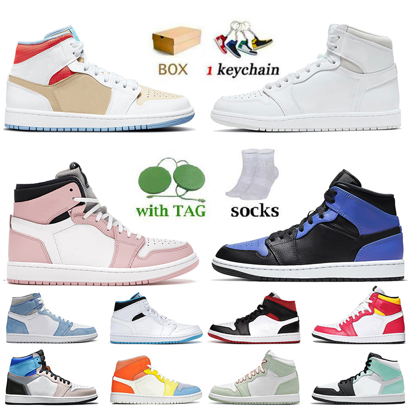 

Fashion Mens Jorden 1 With Box Jumpman 1s Basketball Shoes High OG Mid SE Sesame Hyper Royal Sneakers Light Fusion Red Trainers, #21 mid purple pulse 36-40