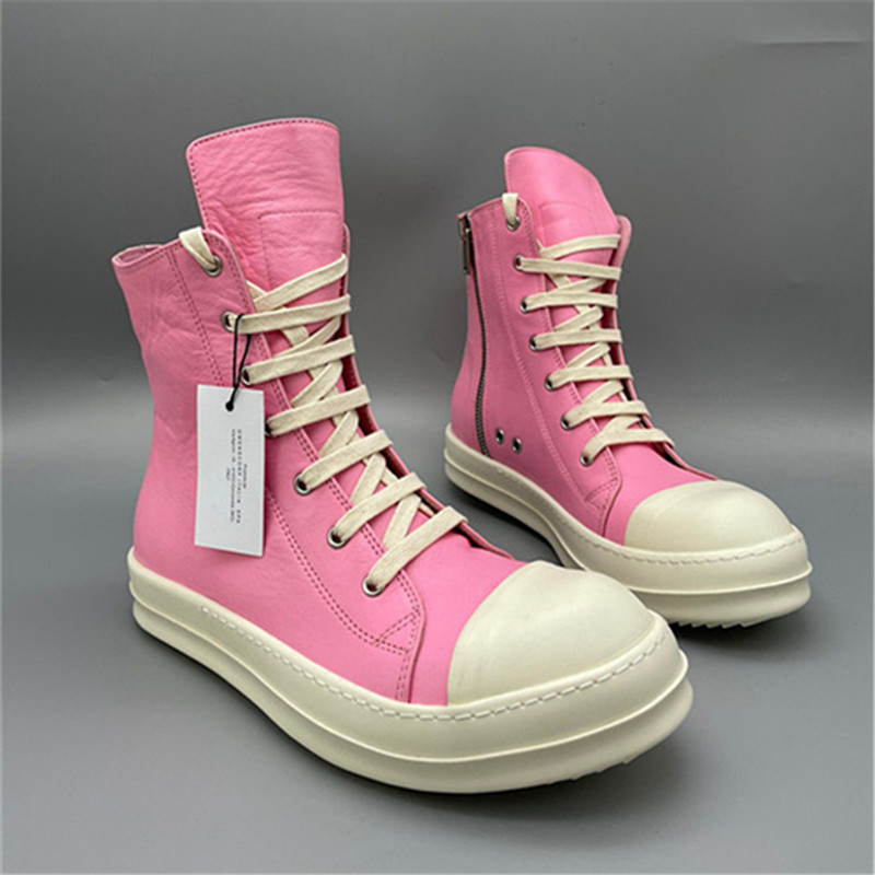 

21SS high-top TPU Fragrant sole quality pink genuine leather Boots lace up hip hop trainer sneakers shoes