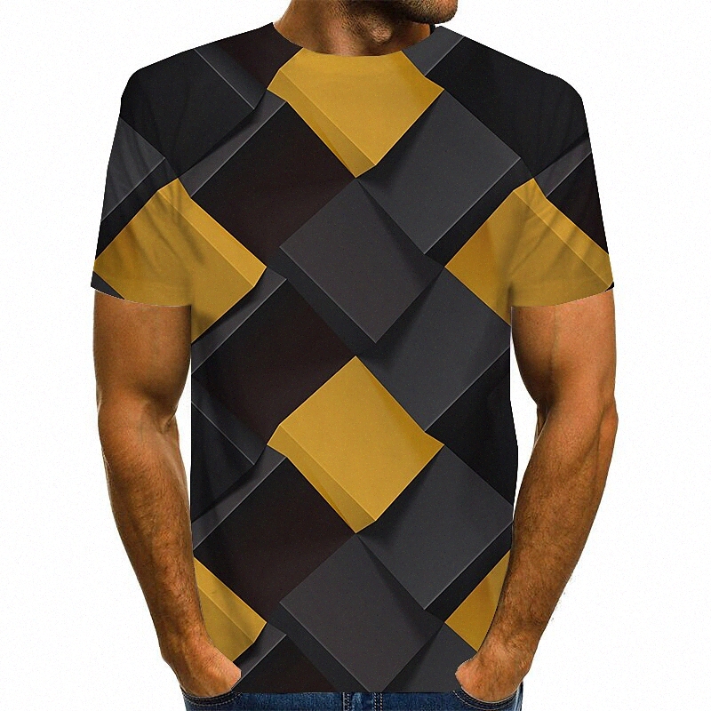 T-shirt Hommes 3D Imprimer Graphic Optique Illusion Ronde Cou Émoutez quotidien Tops à manches courtes Basic exagéré Vert bleu violet m4er #
