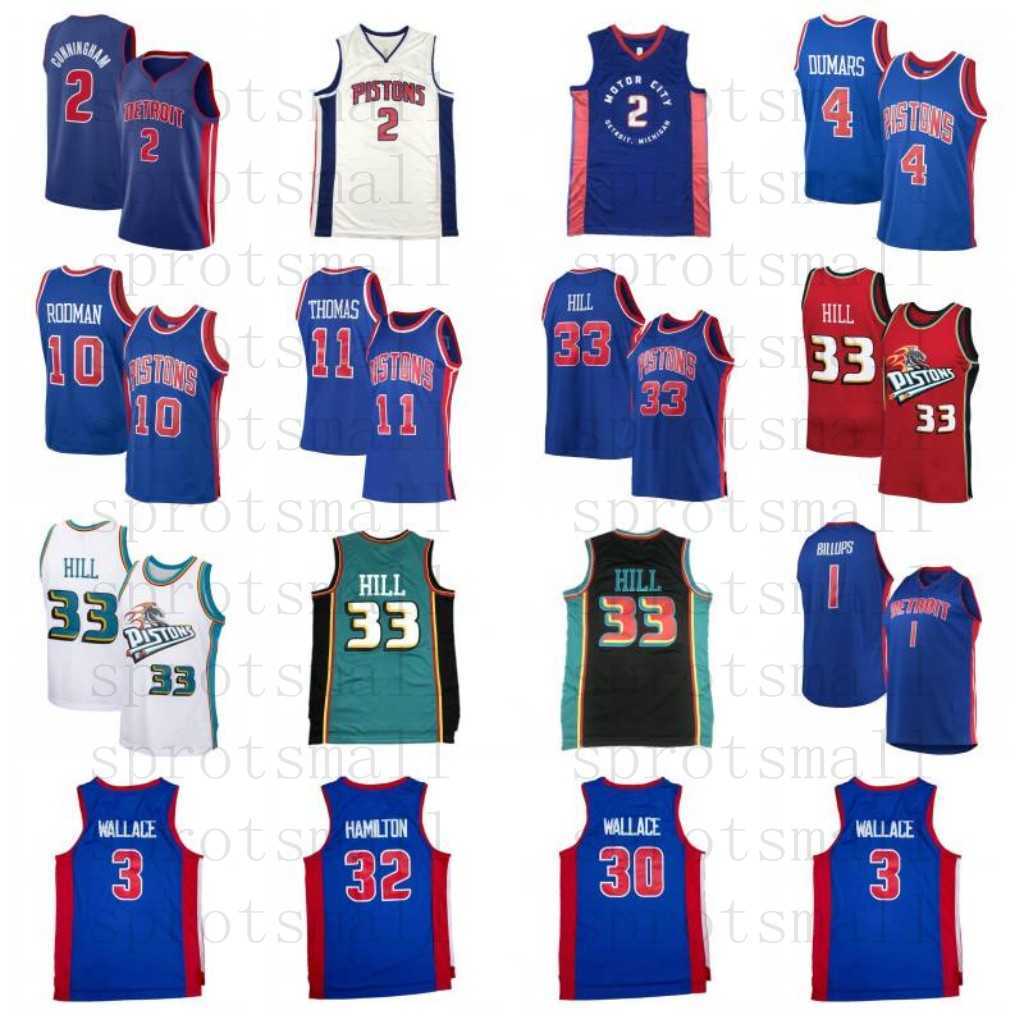 

2 Cade Cunningham Basketball Jersey Retro Joe Dumars Dennis Rodman Isiah Thomas Grant Hill Chauncey Billups Ben Rasheed Wallace Richard, Black;red