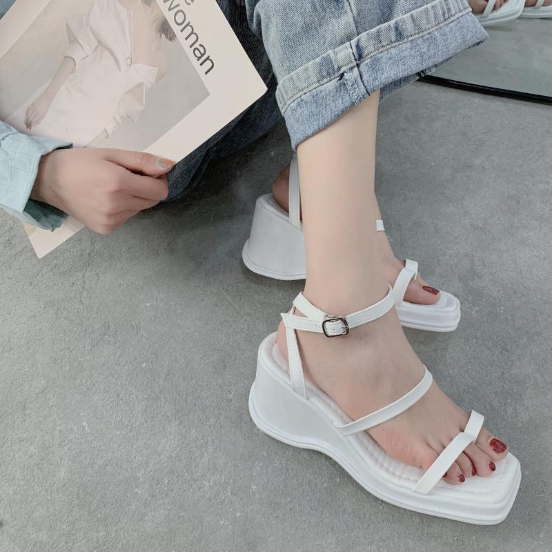 

Gladiator Sandals Women 20021 Strap Shoes Female Elegant Pumps Open Toe Wegeds Platform, Black